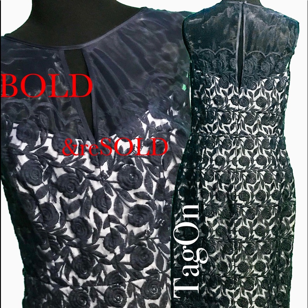 Maggie London Illusion Collection EmbroideredDress